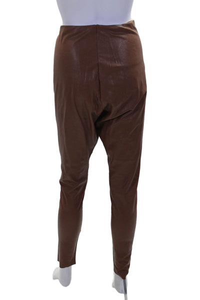 Commando Womens High Rise Faux Leather Ankle Leggings Brown Size Extra Large