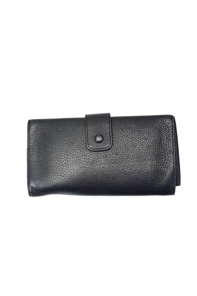 Opening Ceremony Womens Grain Leather Metallic Hand Continental Wallet Black