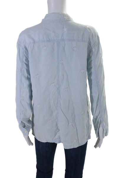 Rails Womens Light Blue Star Embroidered Long Sleeve Button Down Shirt Size S