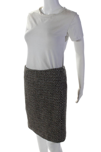 J Crew Womens Wool Metallic Woven Textured Knitted Midi Skirt Beige Size 4