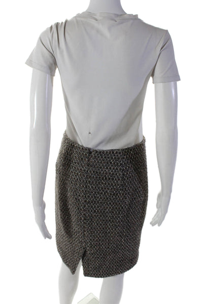 J Crew Womens Wool Metallic Woven Textured Knitted Midi Skirt Beige Size 4