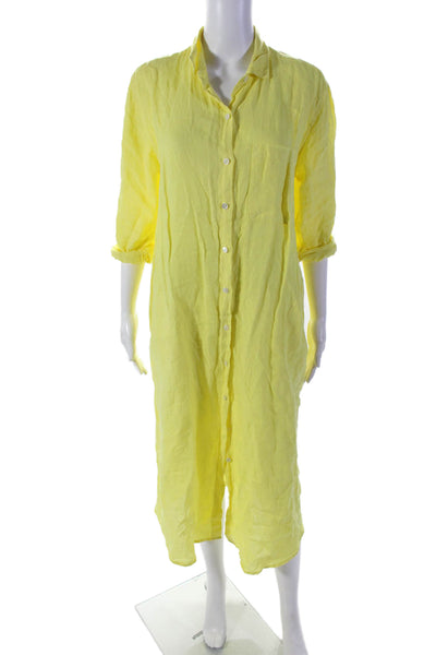 Velvet by Graham & Spencer Womens Button Front Midi Shirt Dress Yellow Size XS