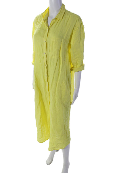 Velvet by Graham & Spencer Womens Button Front Midi Shirt Dress Yellow Size XS