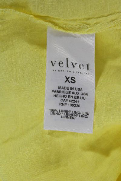 Velvet by Graham & Spencer Womens Button Front Midi Shirt Dress Yellow Size XS