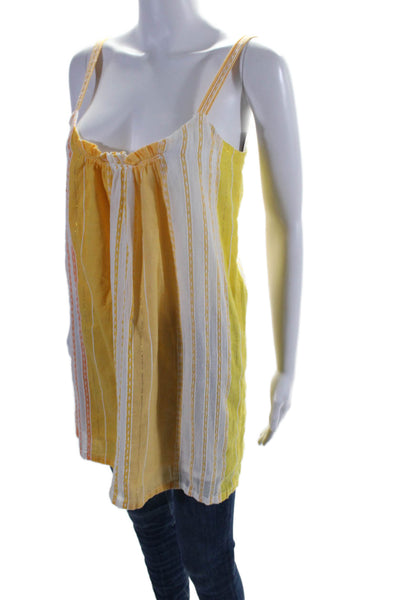 Lem Lem Womens Yellow Striped Scoop Neck Lined Sleeveless Tunic Top Size XS