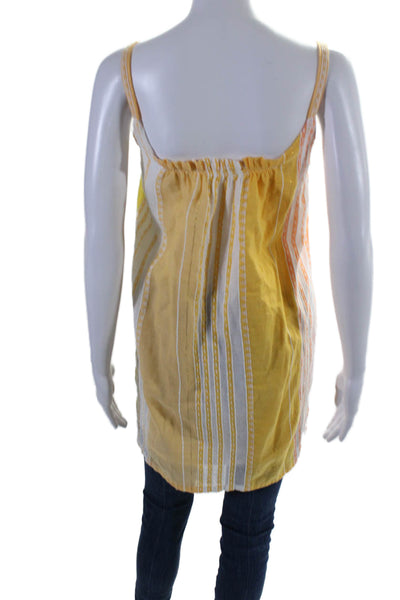 Lem Lem Womens Yellow Striped Scoop Neck Lined Sleeveless Tunic Top Size XS