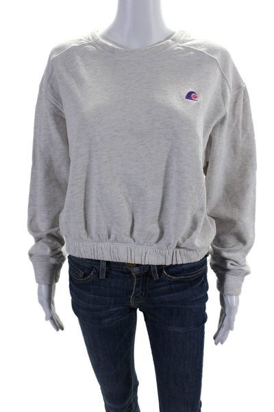 Sundry Womens Cotton Terry Long Sleeve Crewneck Cropped Sweatshirt Gray Size 0