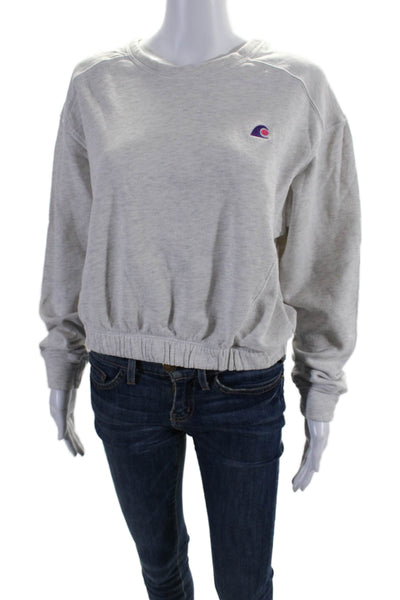 Sundry Womens Cotton Terry Long Sleeve Crewneck Cropped Sweatshirt Gray Size 0