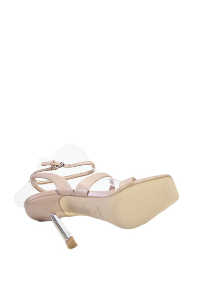 Nine West Womens Kiya Leather Open Toe Ankle Strap Sandals Beige Size 7