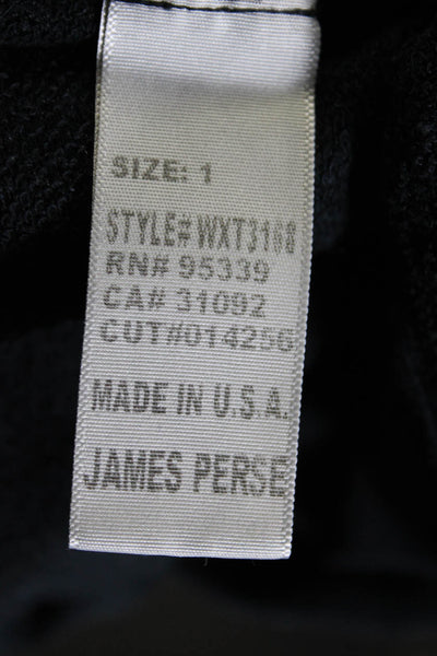 Standard James Perse Womens Cotton Terry Long Sleeve Shirt Top Black Size 1