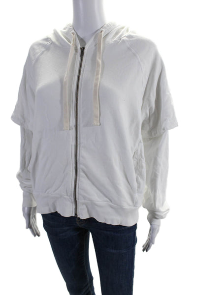 Electric & Rose Womens Cotton Fleece Long Sleeve Full Zip Hoodie White Size XS