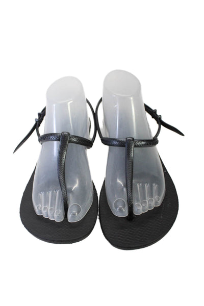 Havaianas Womens Rubber Open Toe T-Strap Sandals Black Size 11US 43EU