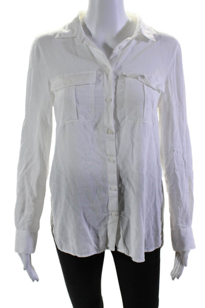 Joe Fresh Womens Button Front Long Sleeve Collared Shirt White Size Small