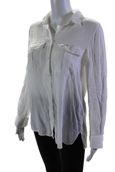 Joe Fresh Womens Button Front Long Sleeve Collared Shirt White Size Small