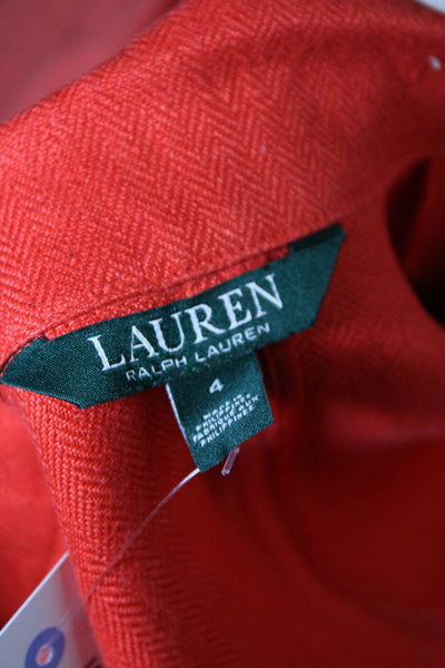 Lauren Ralph Lauren Womens Three Button Linen Blazer Jacket Orange Size 6