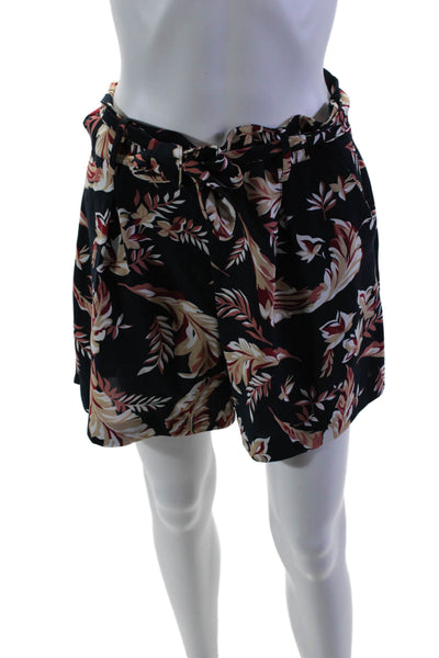 Joie Womens Side Zip High Rise Belted Floral Short Shorts Navy Blue Multi 10