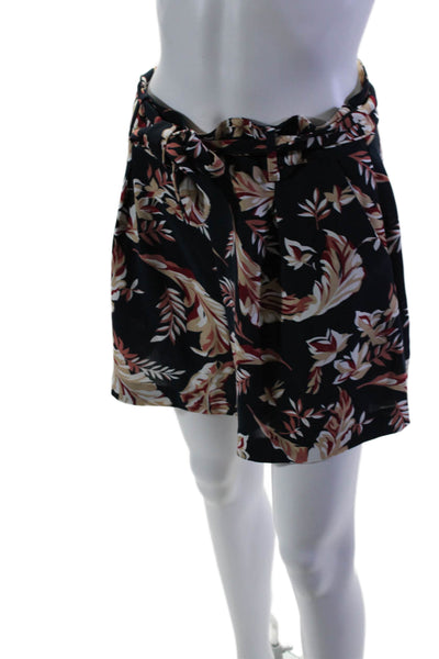 Joie Womens Side Zip High Rise Belted Floral Short Shorts Navy Blue Multi 10