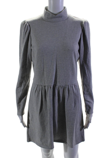 La Vie By Rebecca Taylor Back Zip Long Sleeve Mock Neck Dress Gray Size Medium