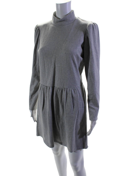 La Vie By Rebecca Taylor Back Zip Long Sleeve Mock Neck Dress Gray Size Medium