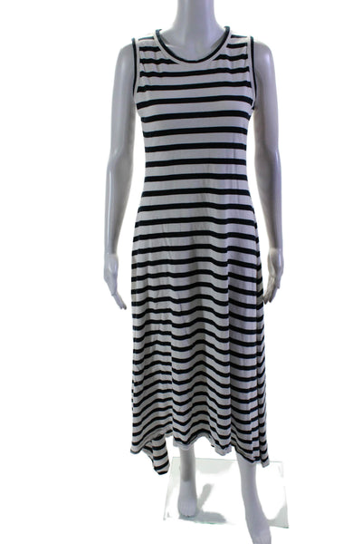 J Crew Womens Sleeveless Scoop Neck Striped Maxi Dress White Black Size XS