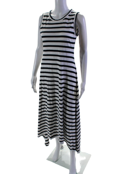 J Crew Womens Sleeveless Scoop Neck Striped Maxi Dress White Black Size XS