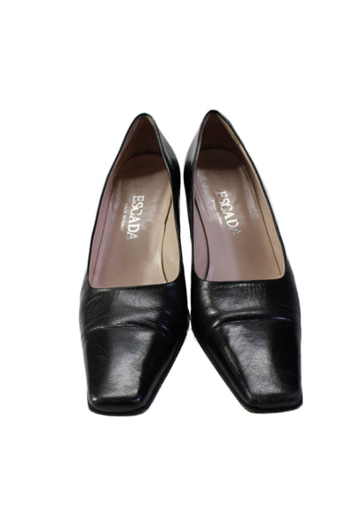 Escada Womens Leather Pointed Toe Slip On Pumps Black Size 5