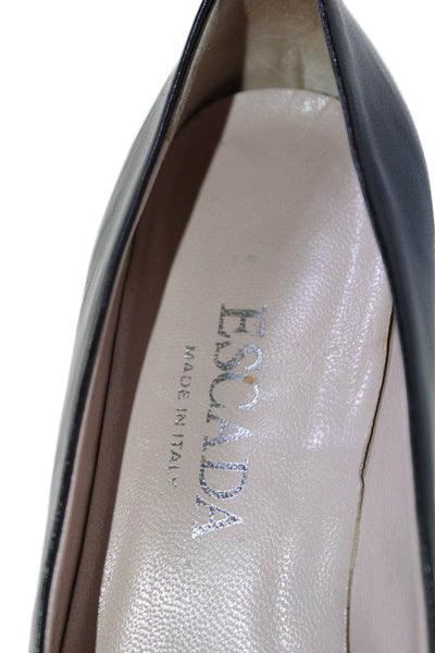 Escada Womens Leather Pointed Toe Slip On Pumps Black Size 5