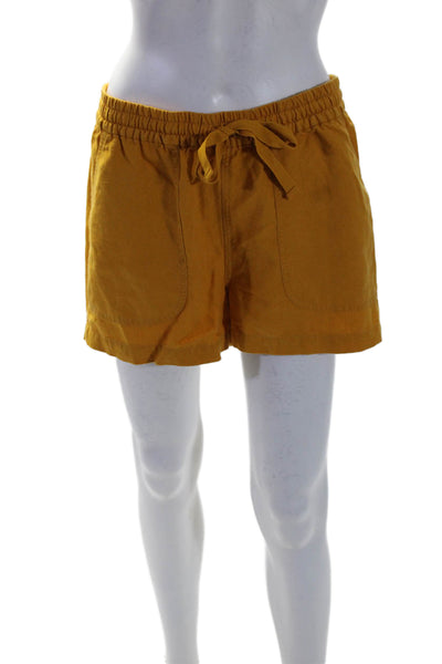 J Crew Womens Mid Rise Drawstring Linen Short Shorts Yellow Size Small