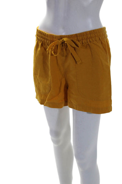 J Crew Womens Mid Rise Drawstring Linen Short Shorts Yellow Size Small