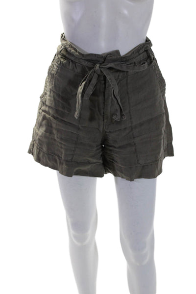 Joie Womens Zipper Fly Belted Linen Short Shorts Gray Size 6