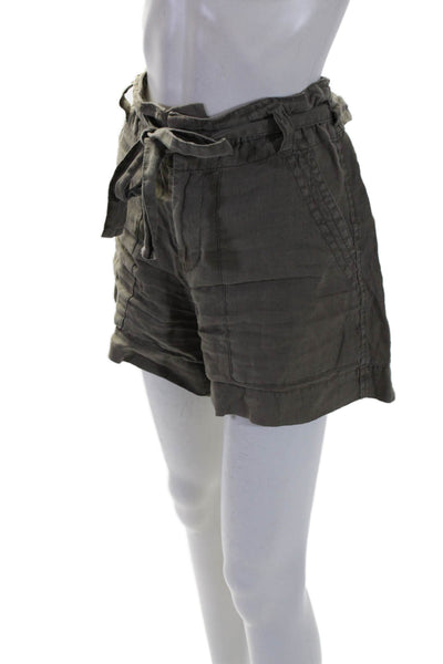 Joie Womens Zipper Fly Belted Linen Short Shorts Gray Size 6