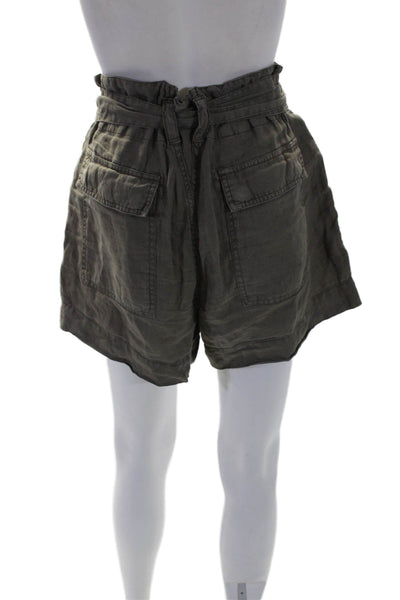 Joie Womens Zipper Fly Belted Linen Short Shorts Gray Size 6