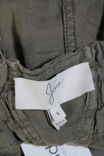 Joie Womens Zipper Fly Belted Linen Short Shorts Gray Size 6