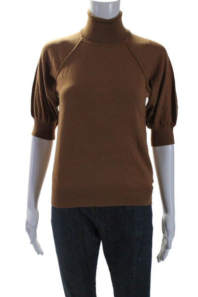 Free Assembly Womens Half Sleeve Turtleneck Knit Top Brown Size Extra Small