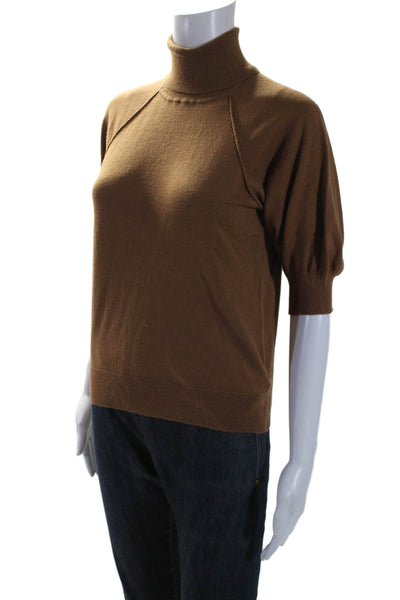 Free Assembly Womens Half Sleeve Turtleneck Knit Top Brown Size Extra Small