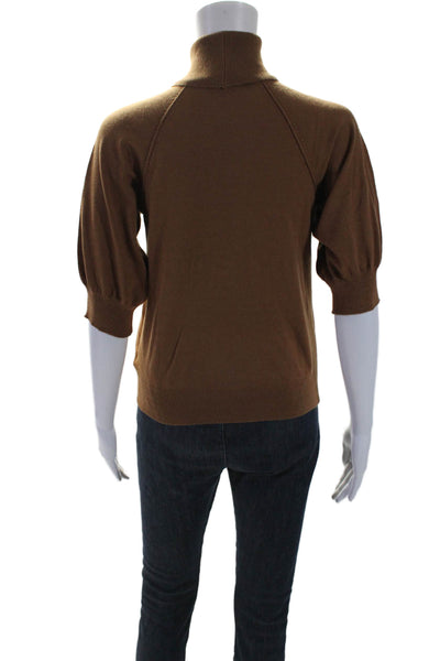 Free Assembly Womens Half Sleeve Turtleneck Knit Top Brown Size Extra Small