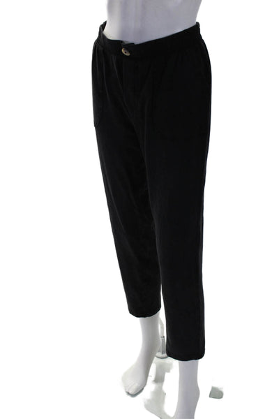 Z Supply Womens Cotton Ruched Buttoned Slip-On Straight Pants Black Size XS