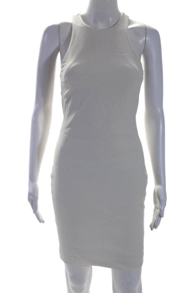 Elizabeth and James Womens Round Neck Cutout Pencil Dress White Size 0