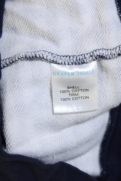 Draper James Womens Cotton Gingham Print Long Sleeve Crewneck Top Navy Size XS