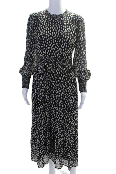 Ba&Sh Womens Long Sleeve Spotted Print Long dress White Black Size 1 US