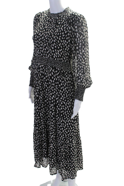 Ba&Sh Womens Long Sleeve Spotted Print Long dress White Black Size 1 US