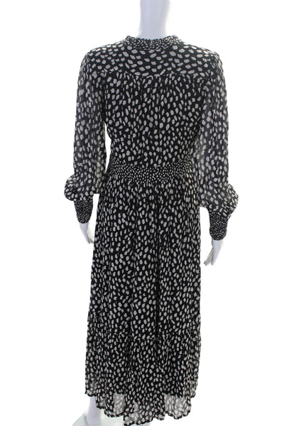 Ba&Sh Womens Long Sleeve Spotted Print Long dress White Black Size 1 US