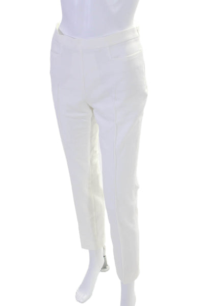 Akris Womens Tapered Leg Pleated Side Zip Dress Pants White Size 4 US