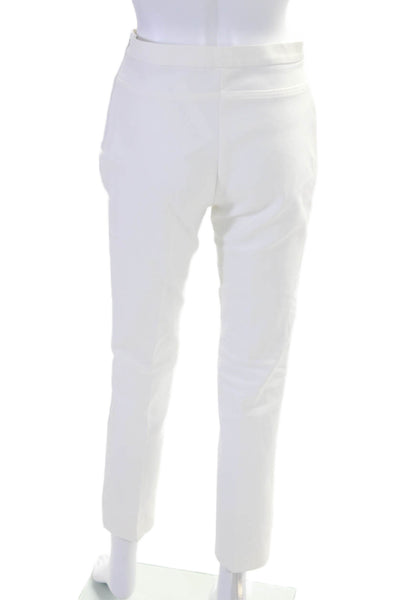 Akris Womens Tapered Leg Pleated Side Zip Dress Pants White Size 4 US