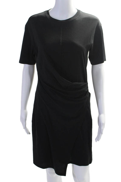 Theory Womens Crew Neck Mid Calf Short Sleeve Dress Black Size Small