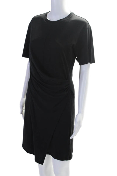 Theory Womens Crew Neck Mid Calf Short Sleeve Dress Black Size Small