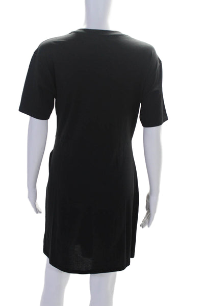 Theory Womens Crew Neck Mid Calf Short Sleeve Dress Black Size Small