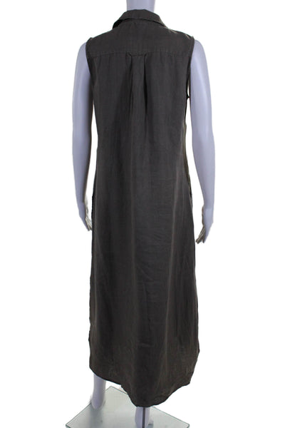 Malvin Womens Pintucked Button Down Collared Sleeveless Swing Dress Gray Size M