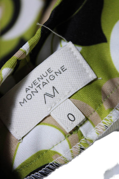 Avenue Montaigne Womens Elastic Waist Abstract Print Flare Pants Green Size 0