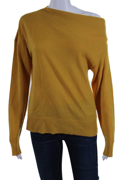 Halston Womens Long Sleeve Thick Knit Mock Neck Sweater Yellow Size XS